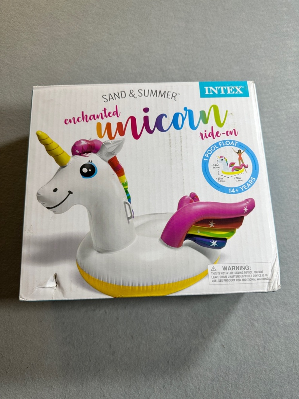 Intex Giant Unicorn Inflatable Pool Float Ride-On 78x55x38” Large Swimming Raft